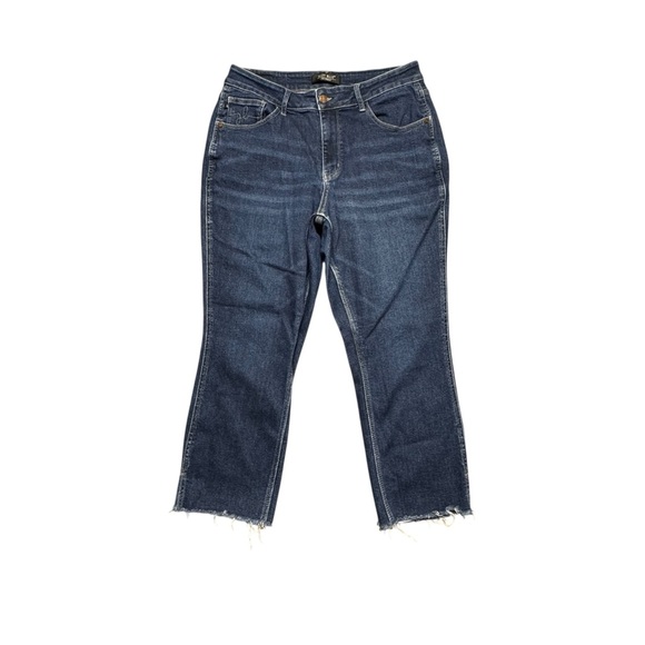 Judy Blue High Waist Cropped Straight Fit Jeans Side Slit Womens 16W Stretch - Picture 1 of 12